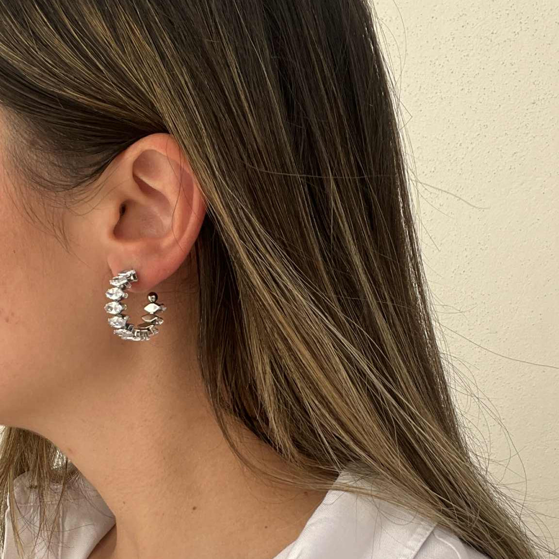 Mari Tear Hoop Silver