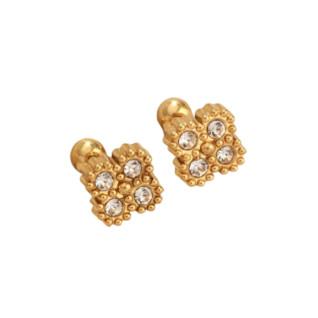 Diamond Clover Piercings - White