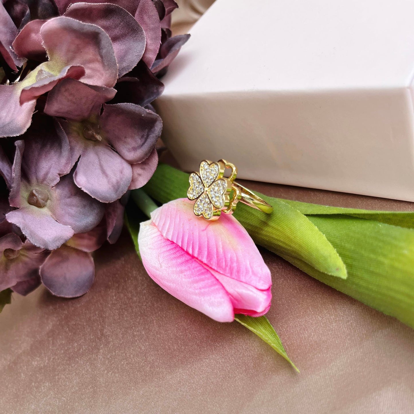 Heart Clover Diamond Rotatable Ring