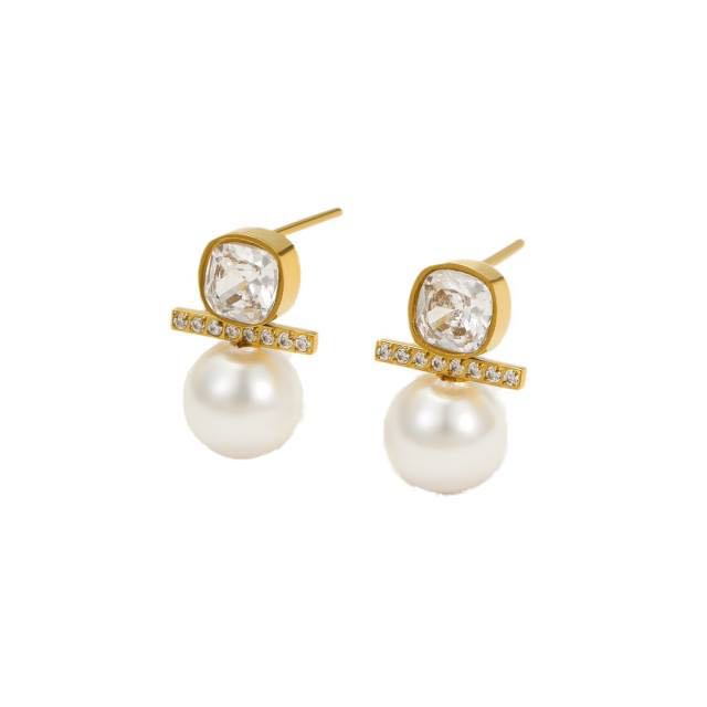Diamond And Pearl Earrings