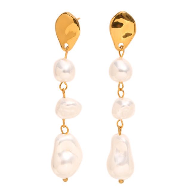 Gold with pearls dangling earrings