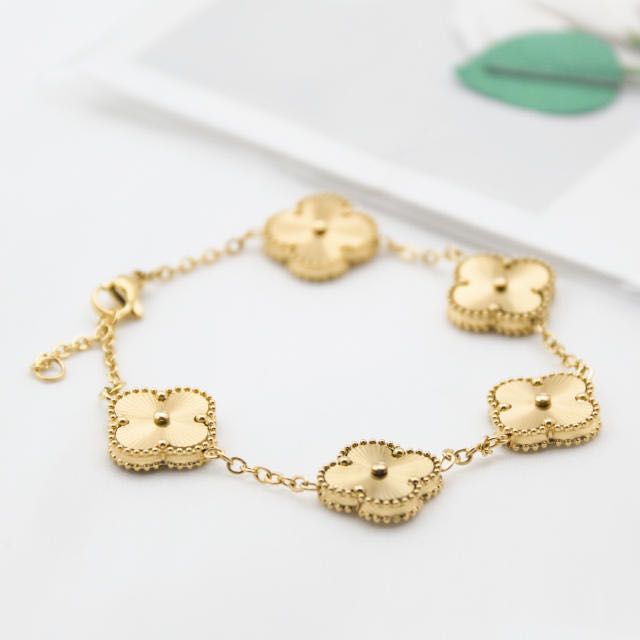 Gold Five Clover Bracelet