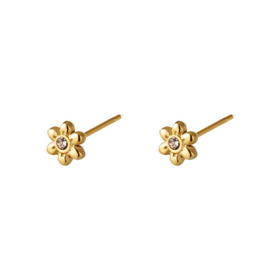 Tiny Gold Flower Studs