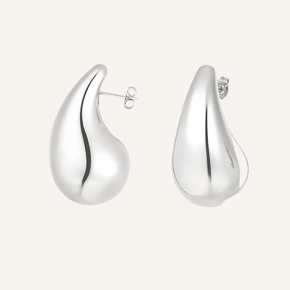Large Silver Drop Earrings