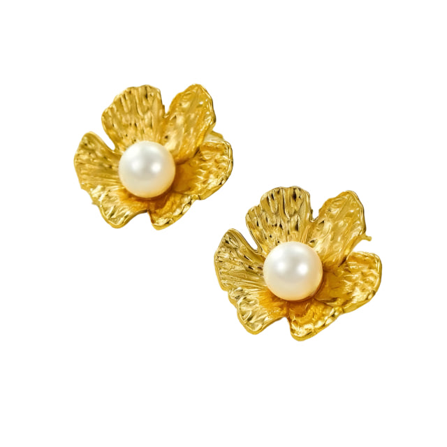 Bloom Flower Pearl Earrings