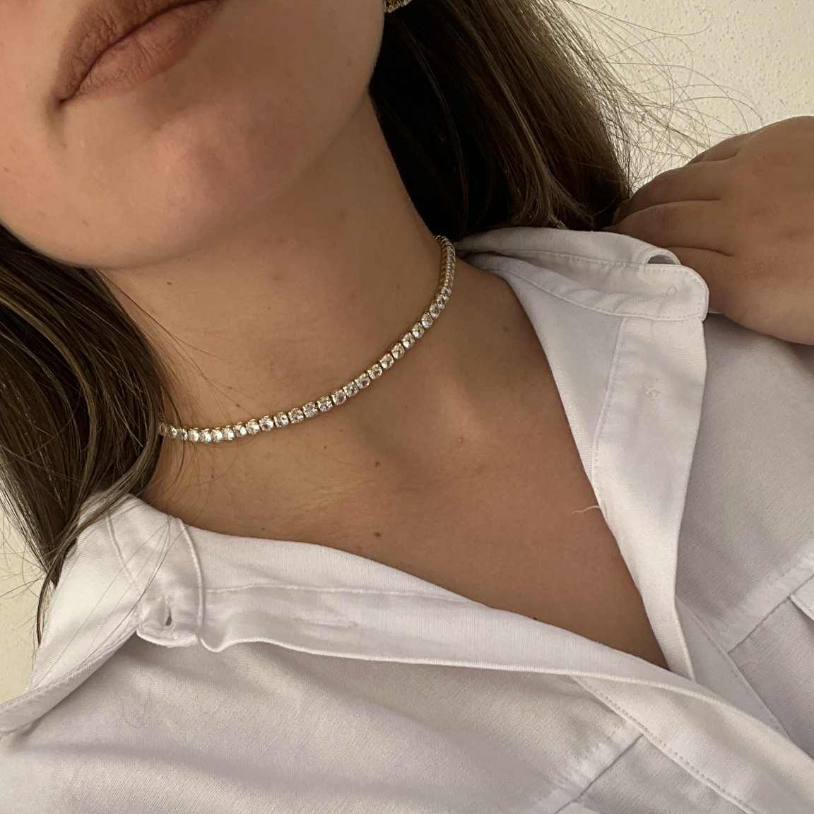 Nia Gold Tennis Necklace