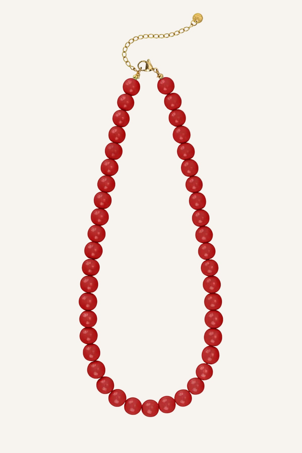 red beaded necklace, summer necklace, add charms
