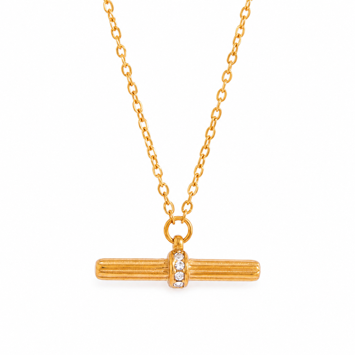 Crystal Drop T-Bar Necklace