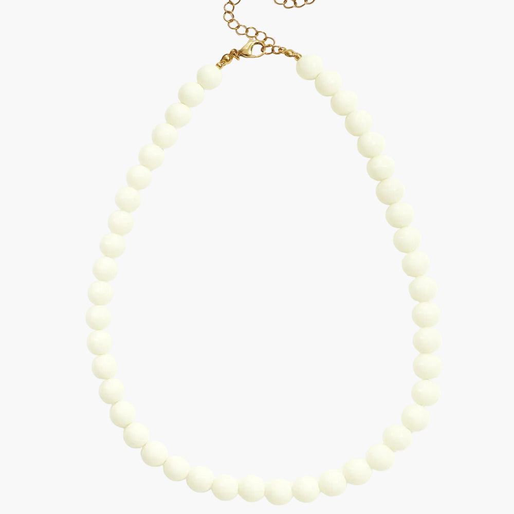 white beaded summer necklace