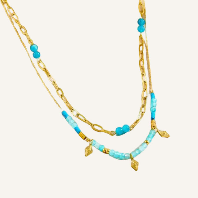 Dina Blue Bead Layered Necklace