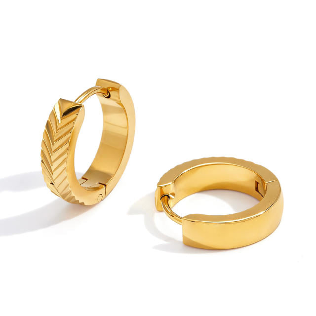 Minimal gold-plated chevron huggie earrings – Camilleri Kelly Malta