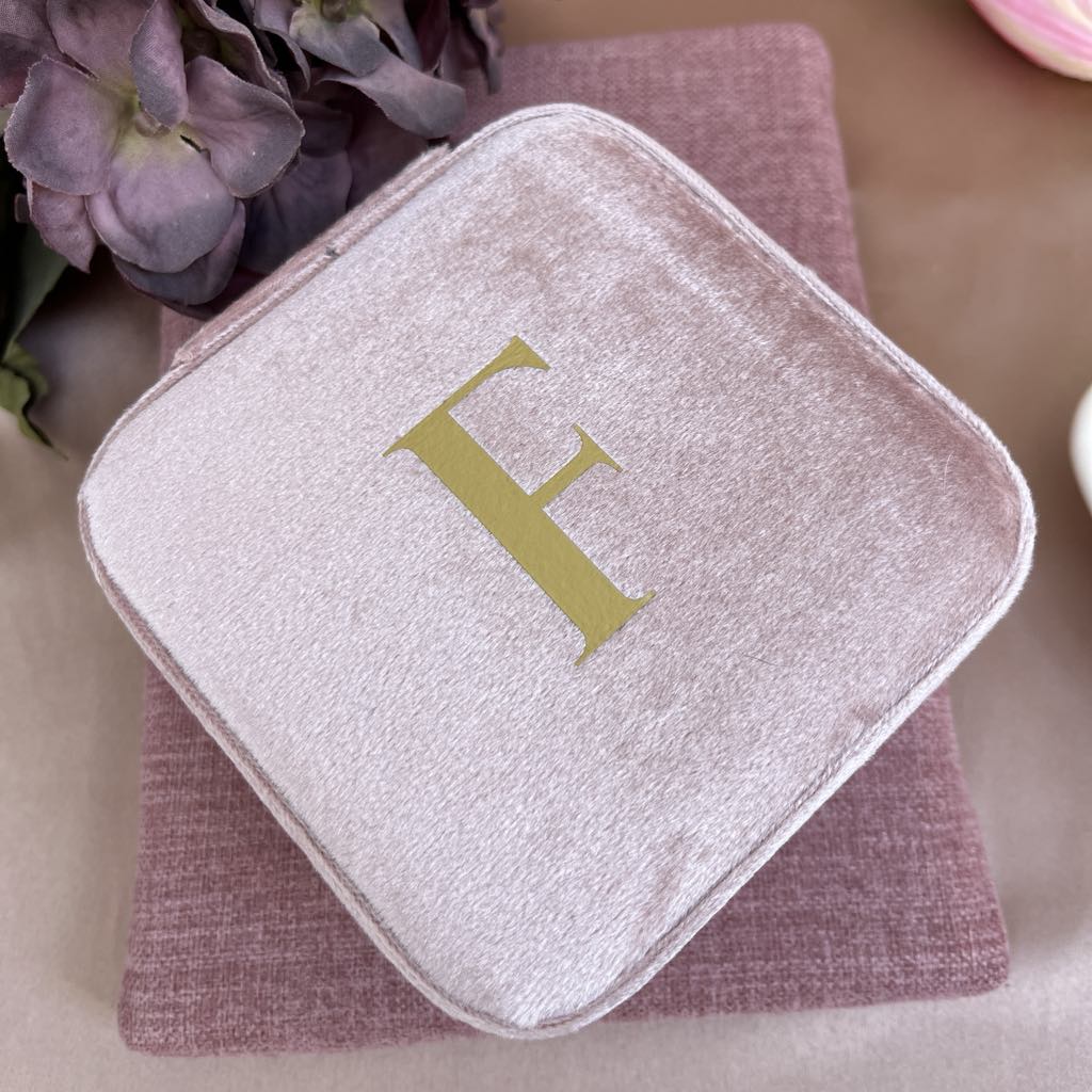 Initials Pink Velvet Jewellery Box