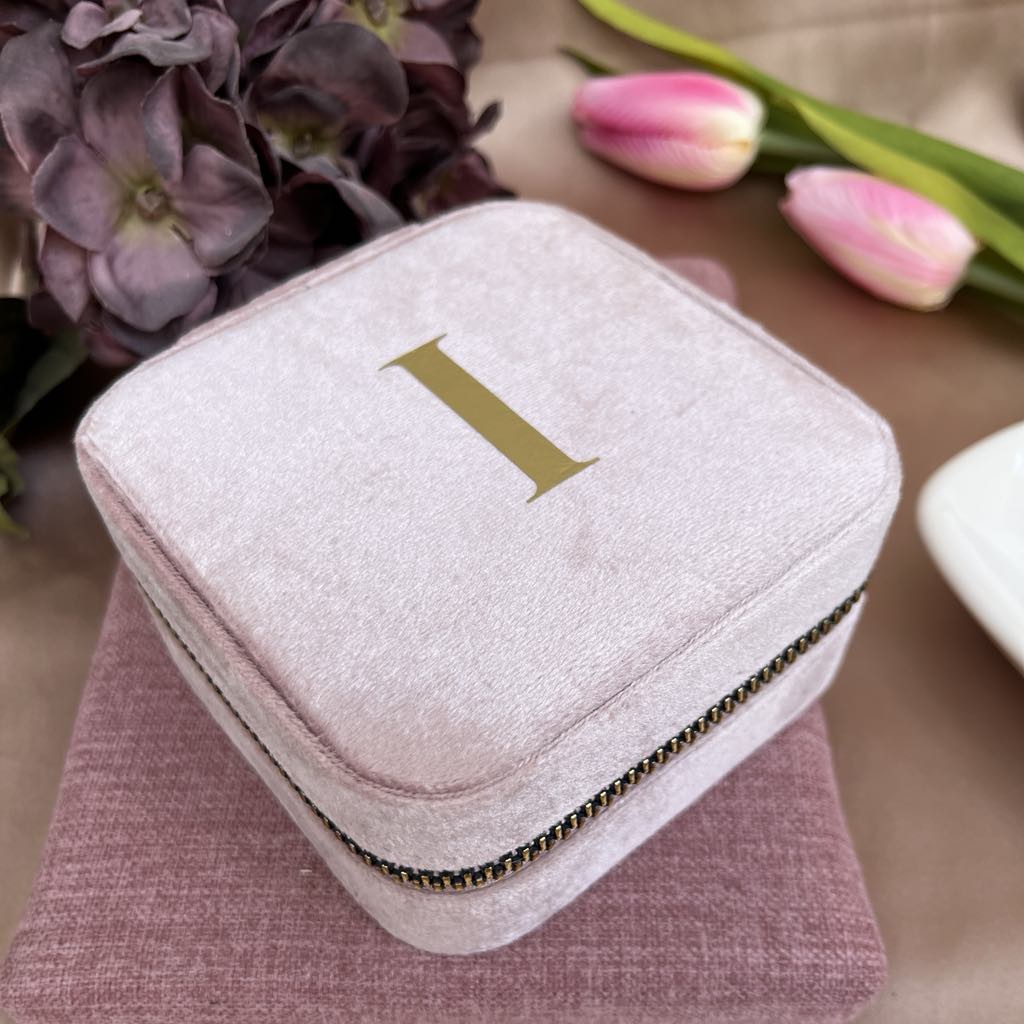 Initials Pink Velvet Jewellery Box