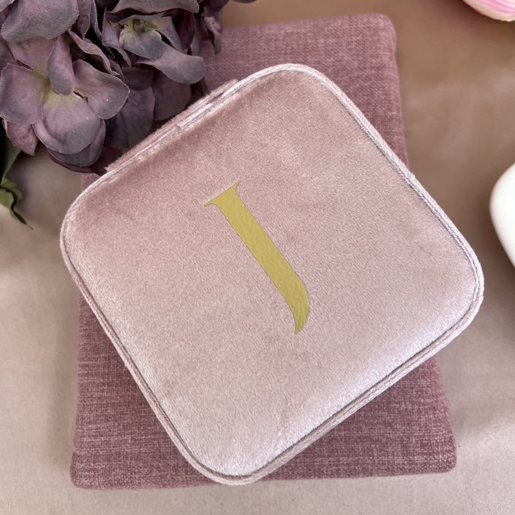 Initials Pink Velvet Jewellery Box