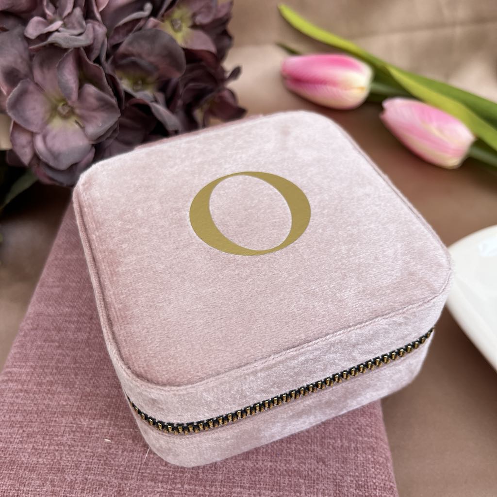 Initials Pink Velvet Jewellery Box