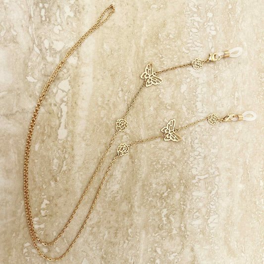 Butterfly & Rose Gold Sunglasses Chain