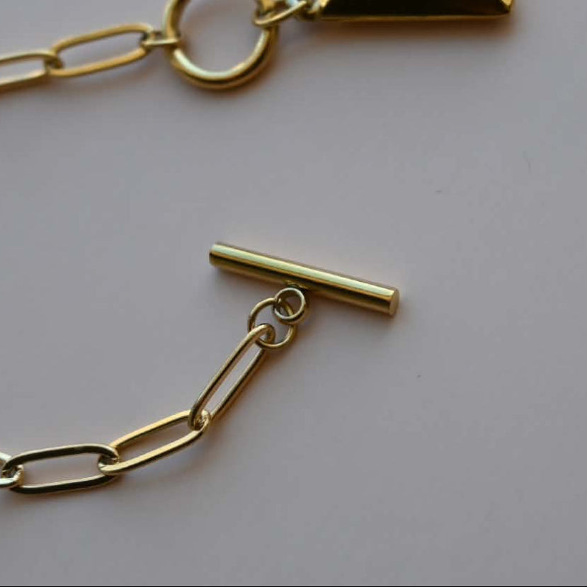 Initial Paper Clip Toggle Necklace