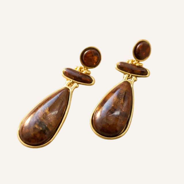 Vintage Drop Earring - Brown