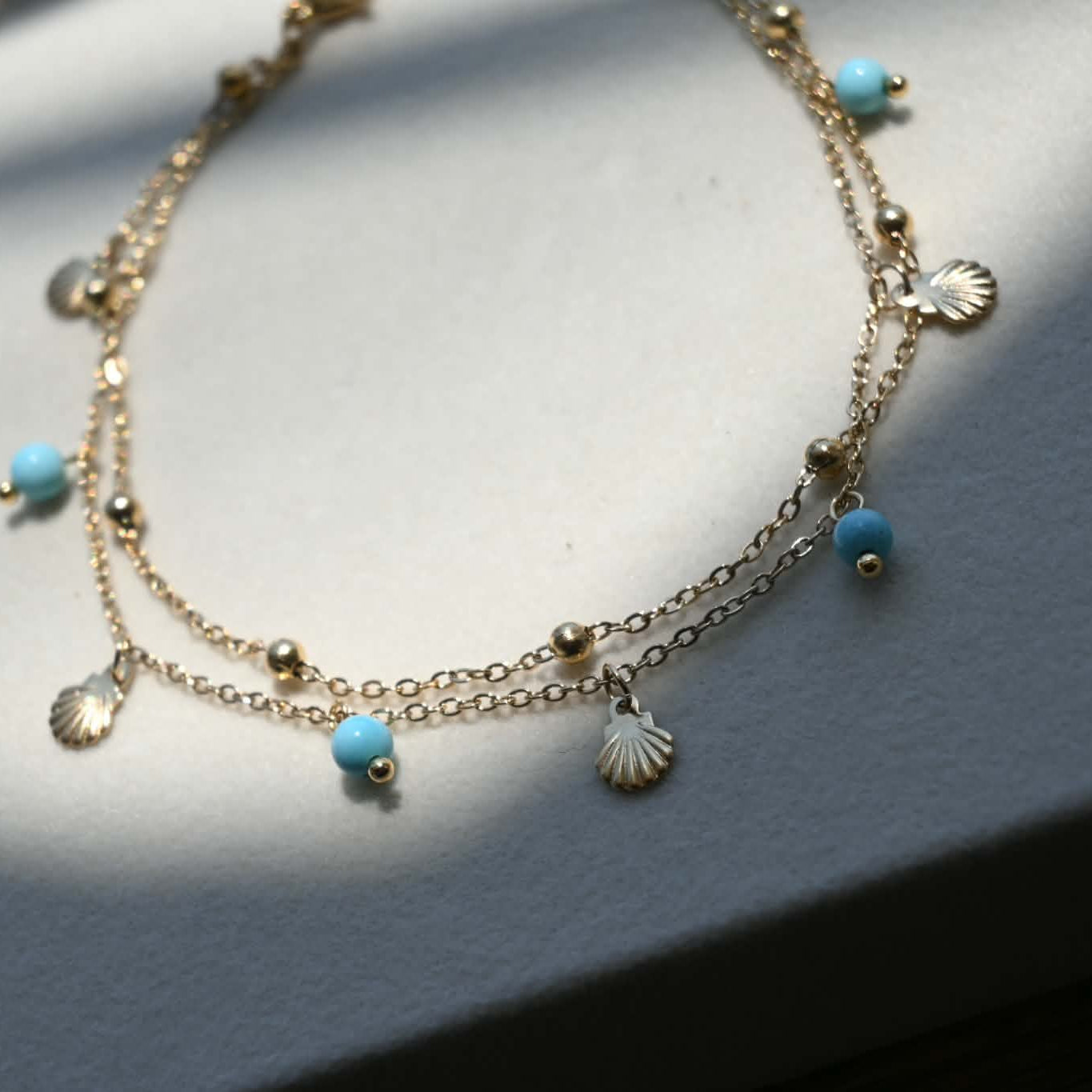 Blue Beads And Shell Charms