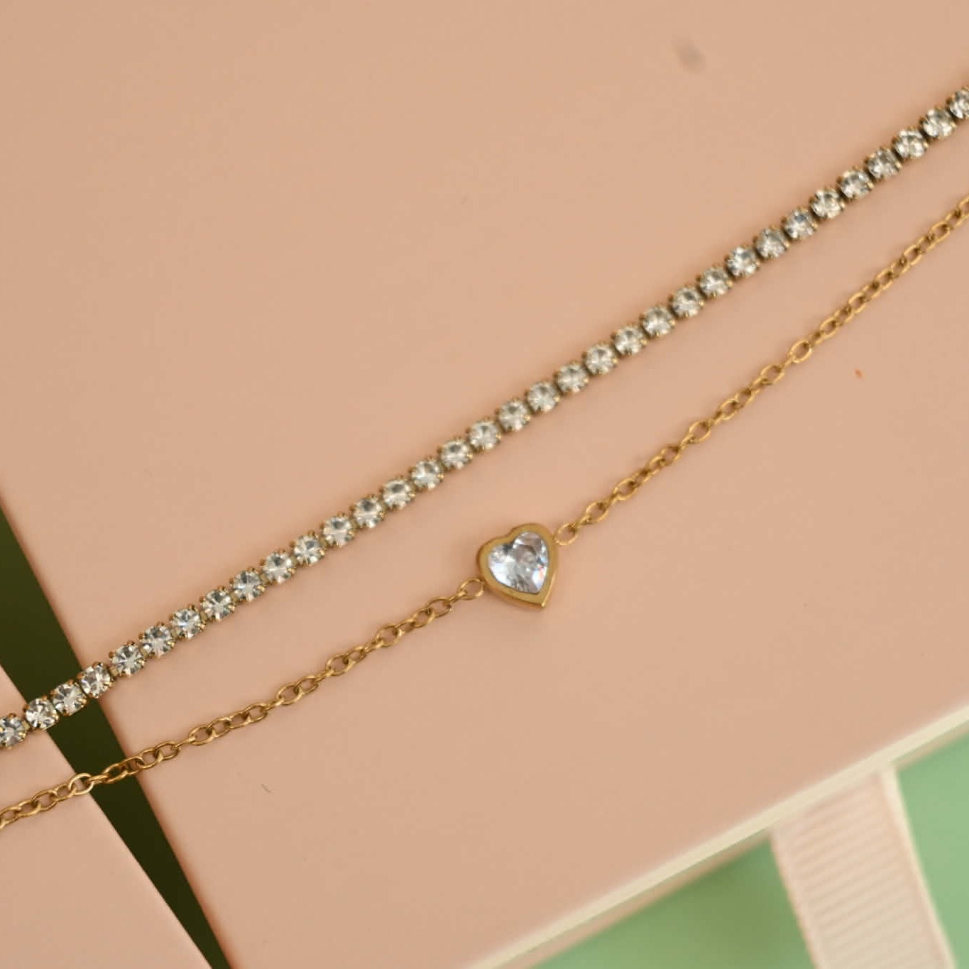 Leila 2 Layer Heart Bracelet