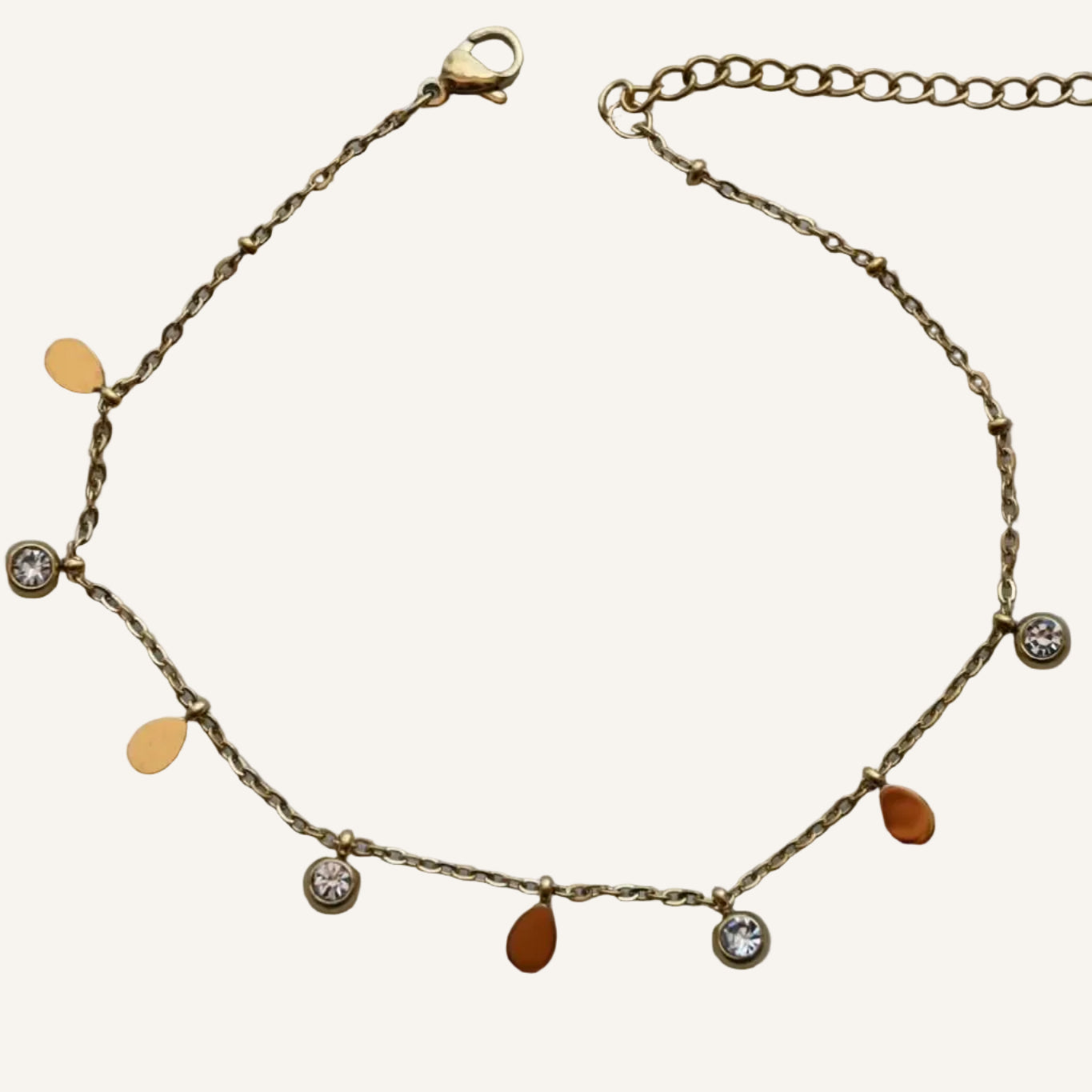 Crystal And Drop Anklet