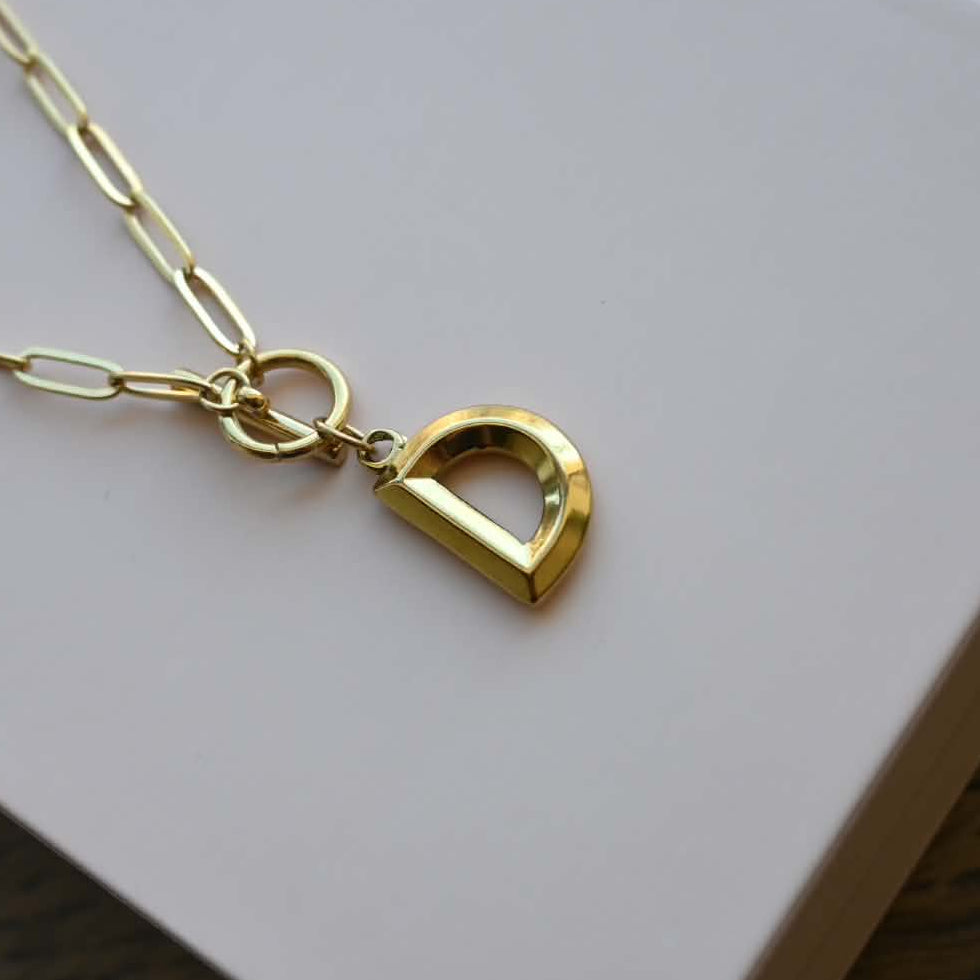 Initial Paper Clip Toggle Necklace