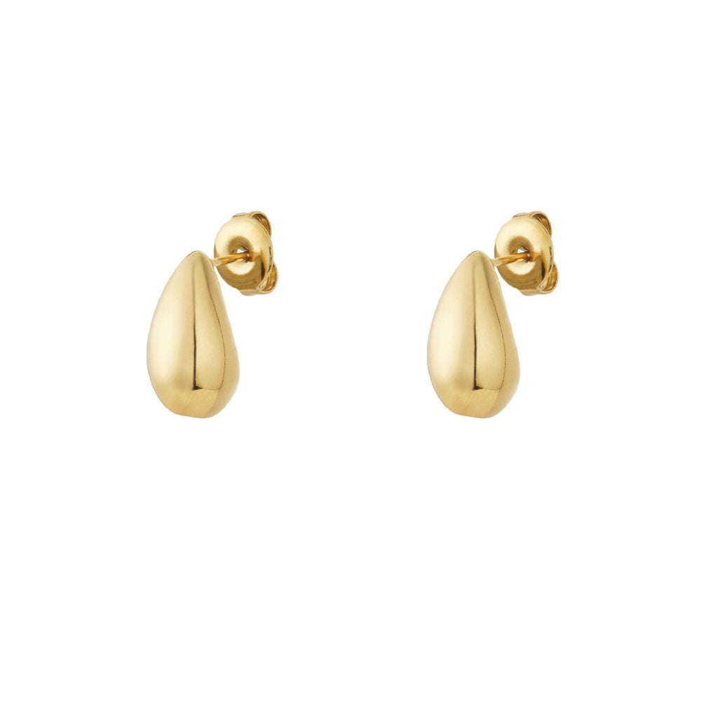 Gold-plated teardrop stud earrings, minimal everyday jewellery Malta
