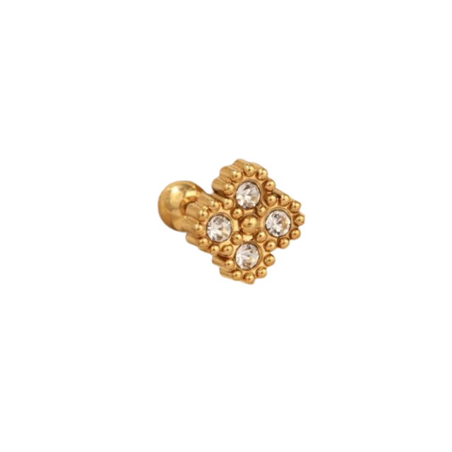 Diamond Clover Piercings - White