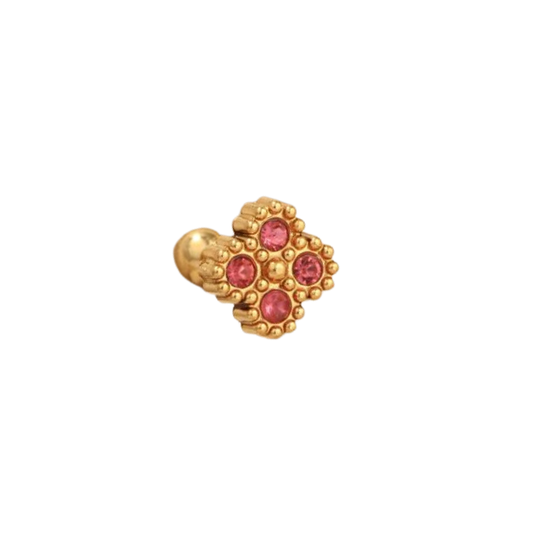 Diamond Clover Piercings - Pink