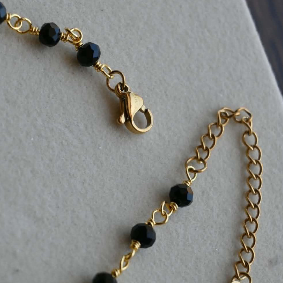 Black Bead Chain Anklet