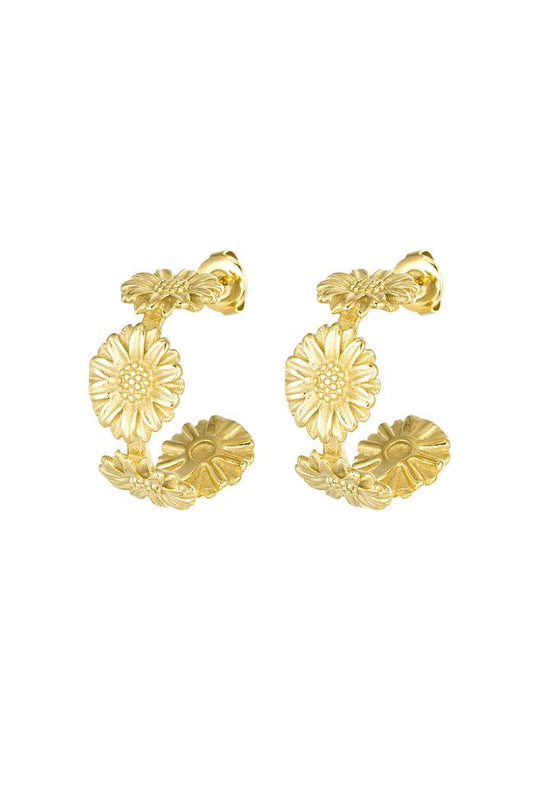 Gold Flower Hoop Earrings