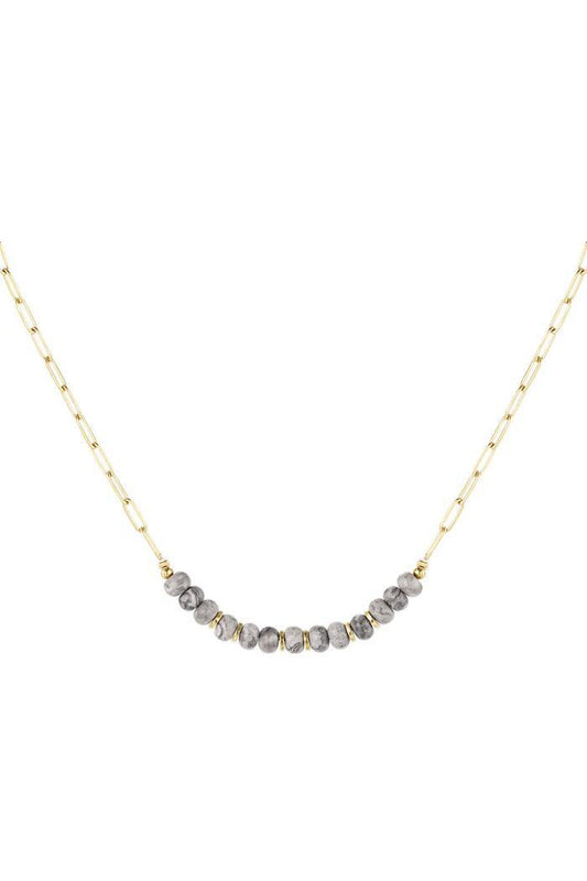 Beads Gold Chain Necklace - Grey