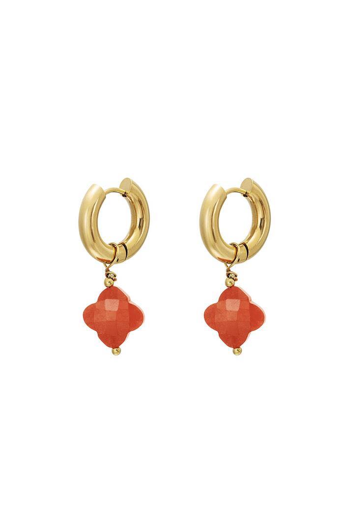 Clover charm earrings - Orange