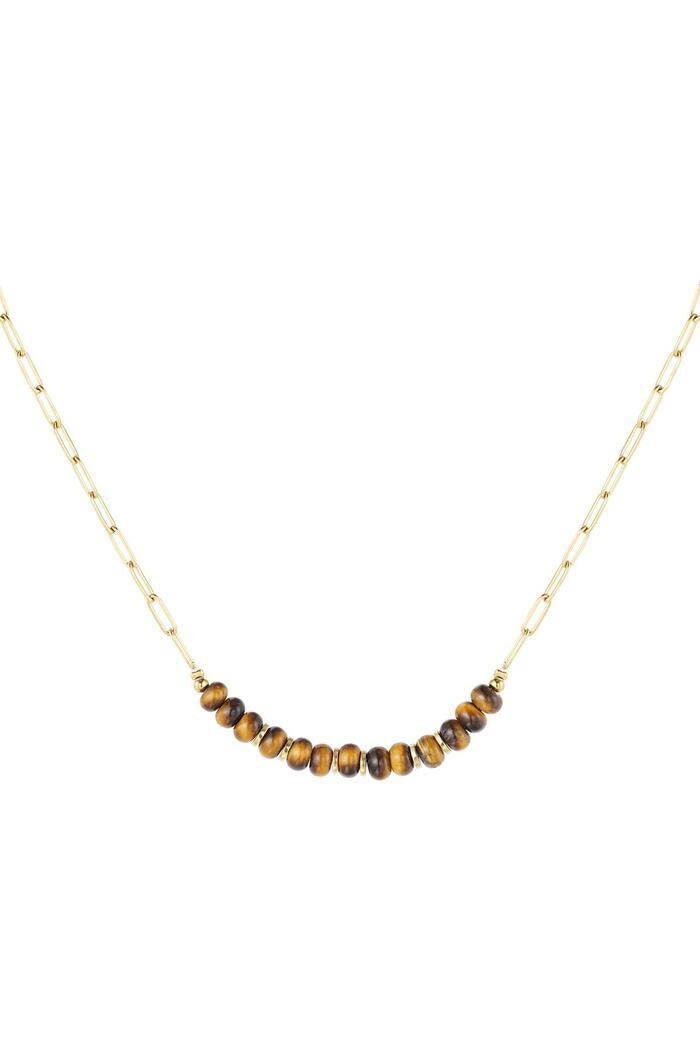 Beads Gold Chain Necklace - Brown