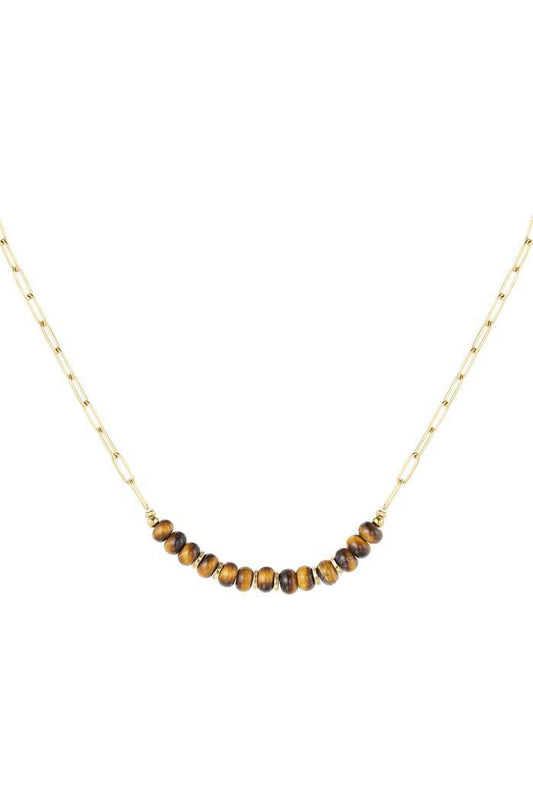 Beads Gold Chain Necklace - Brown