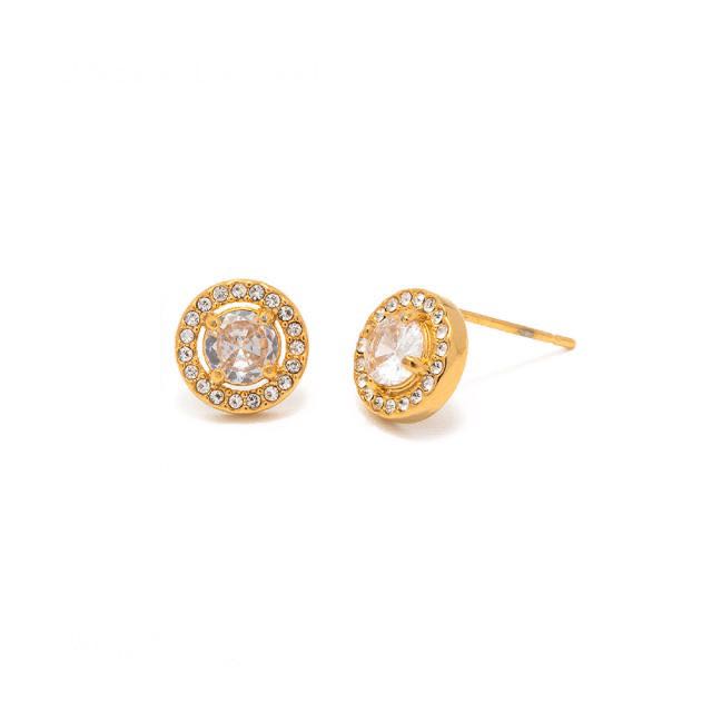 Classic zircon stone studs-white