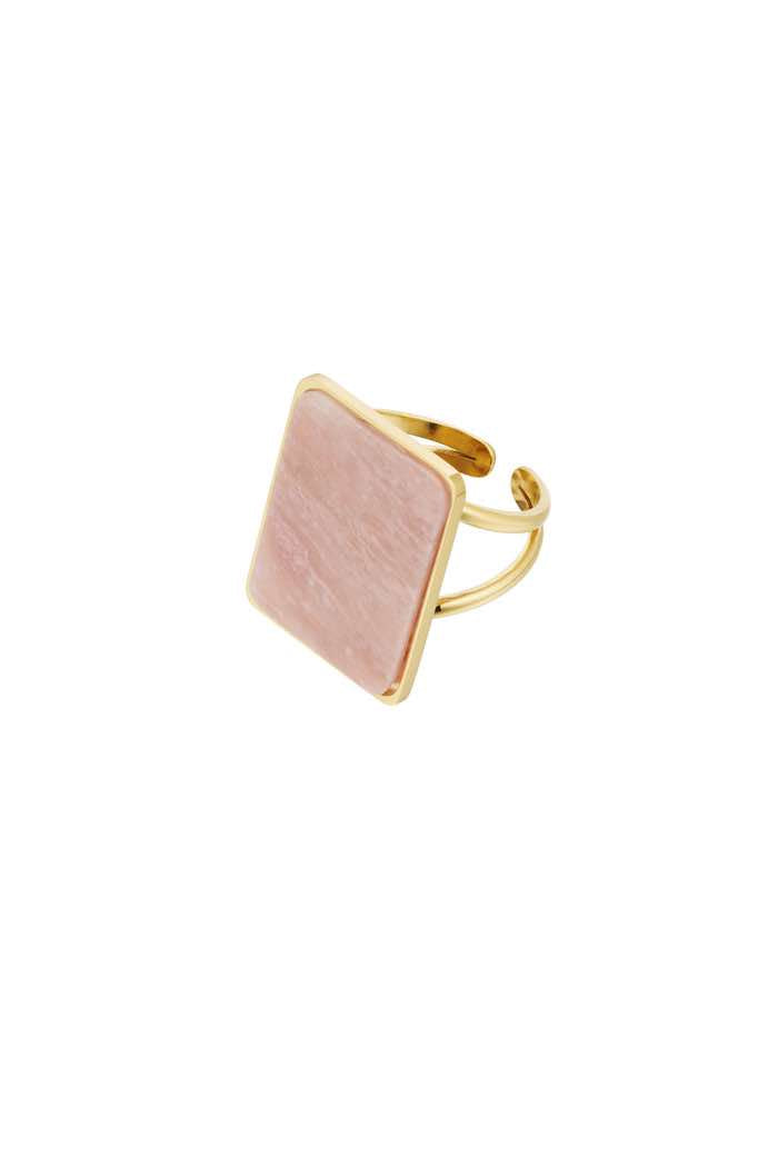 Ring Square Stone - Pink