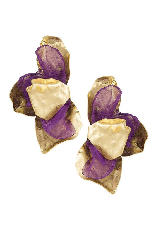 Statement Fall Petal Earrings - Purple