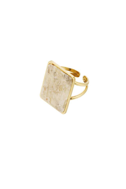 Ring Square Stone - Beige