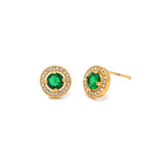 Classic zircon stone studs-green