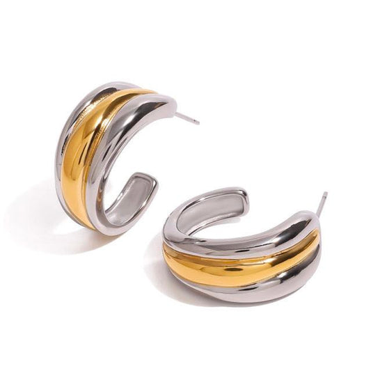 Duo chunky open hoop earrings