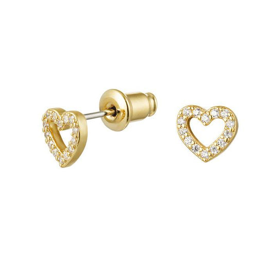 Diamond heart ear studs