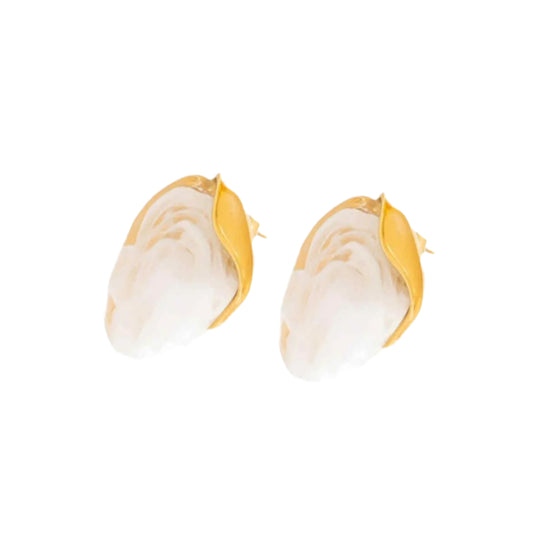 Ember White Chunky Earrings