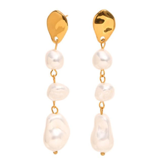 Gold with pearls dangling earrings