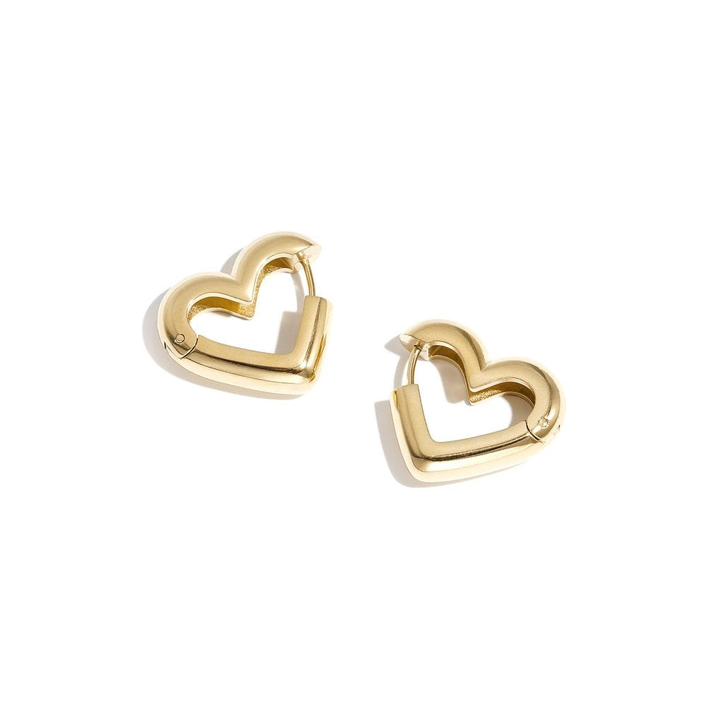 Heart Hoop Earrings - Medium