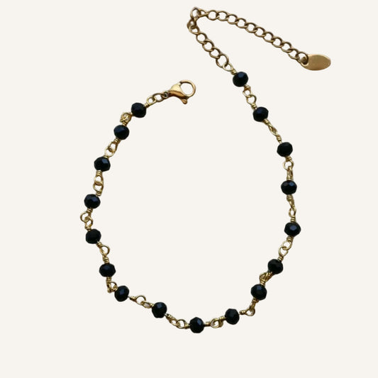 Black Bead Chain Anklet