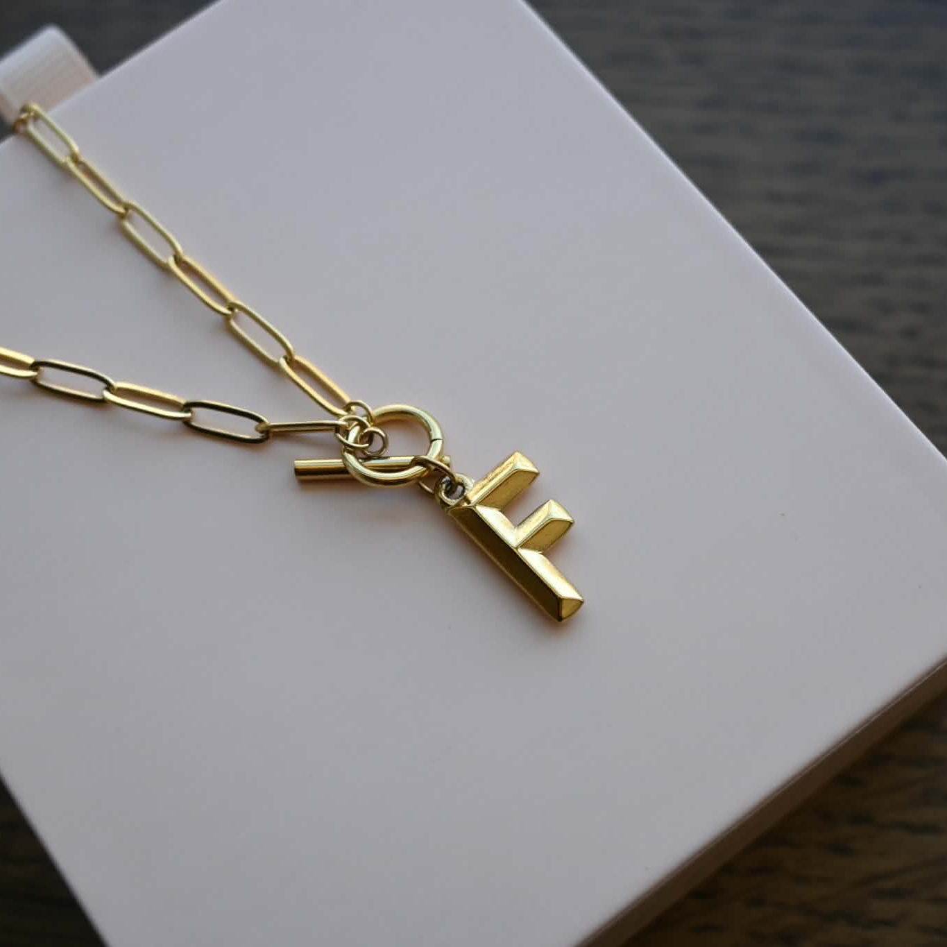Initial Paper Clip Toggle Necklace