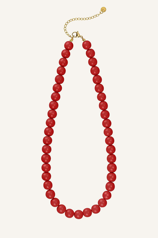 red beaded necklace, summer necklace, add charms