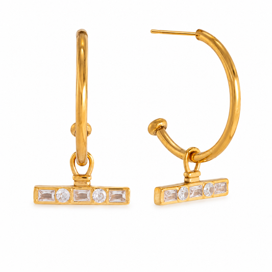Crystal T-Bar Earrings