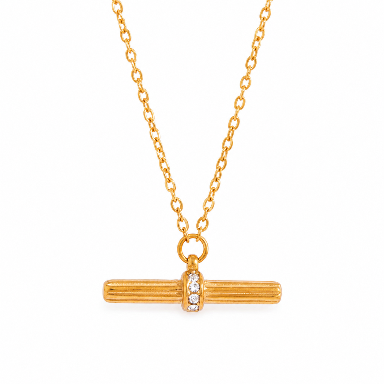 Crystal Drop T-Bar Necklace